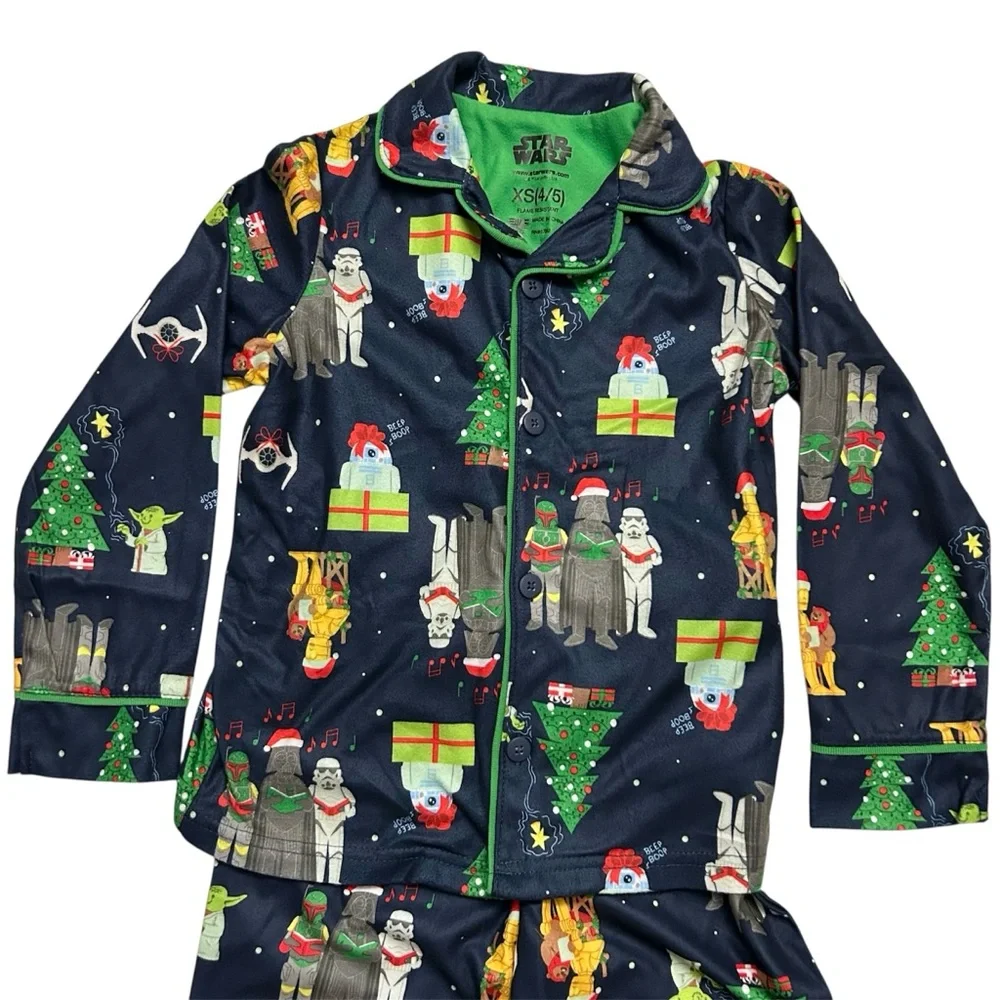 🆕Star Wars Christmas Choir Winter Holiday Flannel Boys Pajamas Set Size XS 4/5